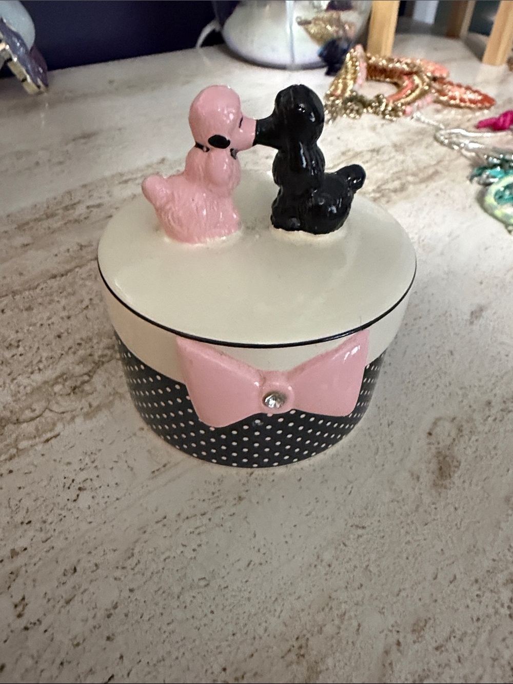 Children's Pink & Black Puppy Trinket Box